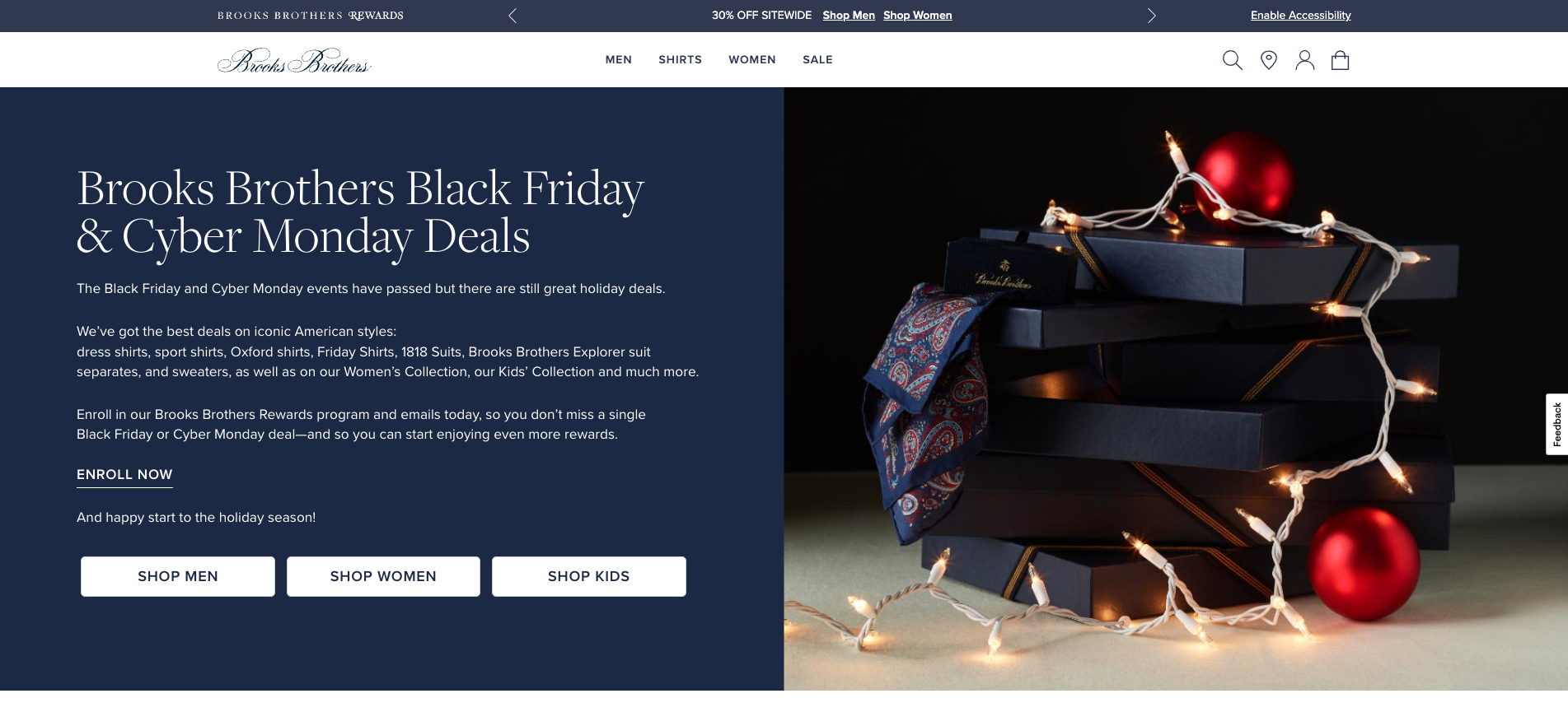 Brooks Brothers BFCM landing page